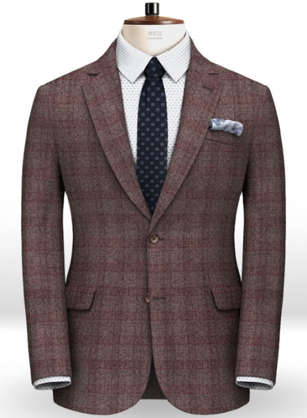 Saga Wine Feather Tweed Jacket