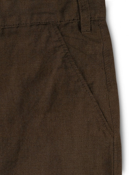 Safari Brown Cotton Linen Shorts