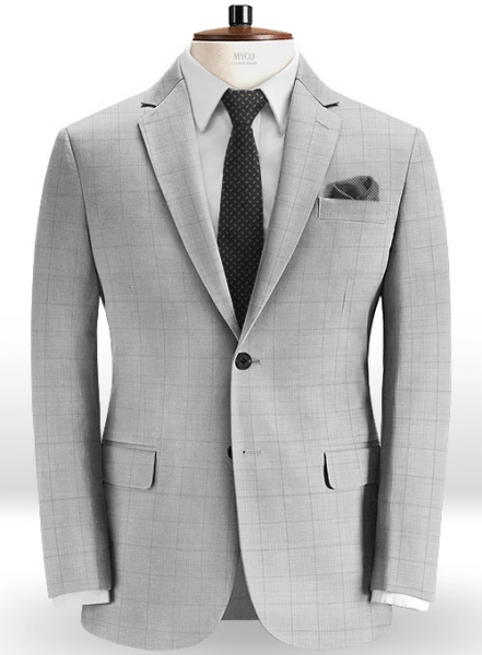 Glen Stretch Cotton Light Gray Jacket