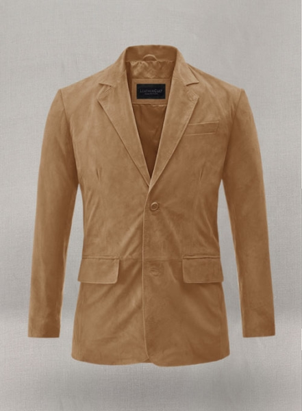 Saddle Brown Suede Leather Blazer