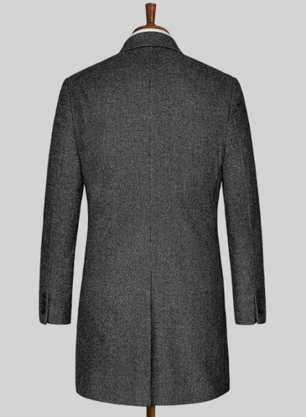 Vintage Dark Gray Weave Tweed Overcoat