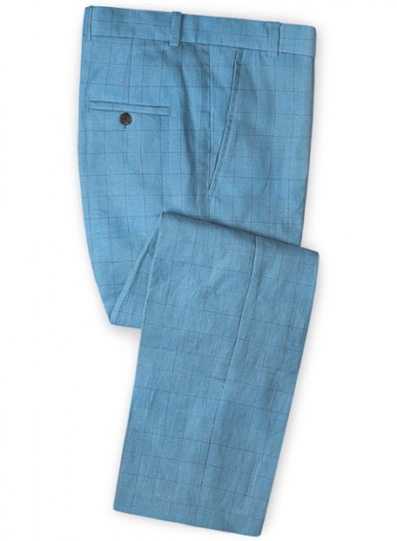 Italian Super Blue Linen Pants