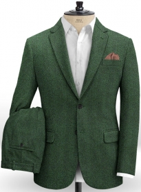 Italian Wide Herringbone Green Tweed Suit