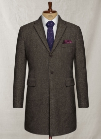Dark Dapper Brown Tweed Overcoat