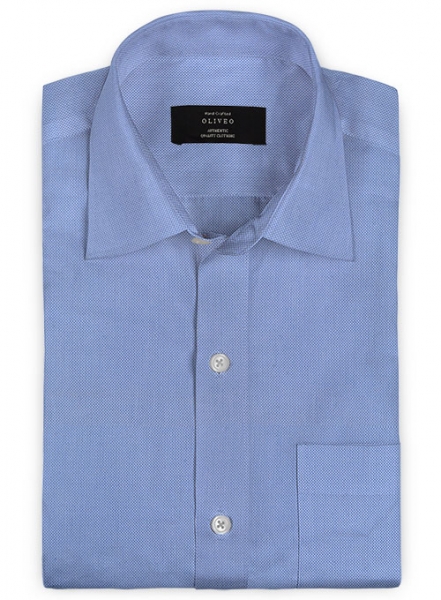 Birdseye Blue Cotton Shirt - Full Sleeves