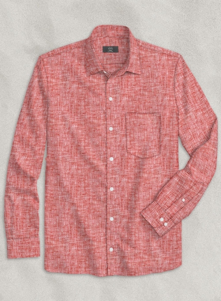 European Red Linen Shirt - Full Sleeves