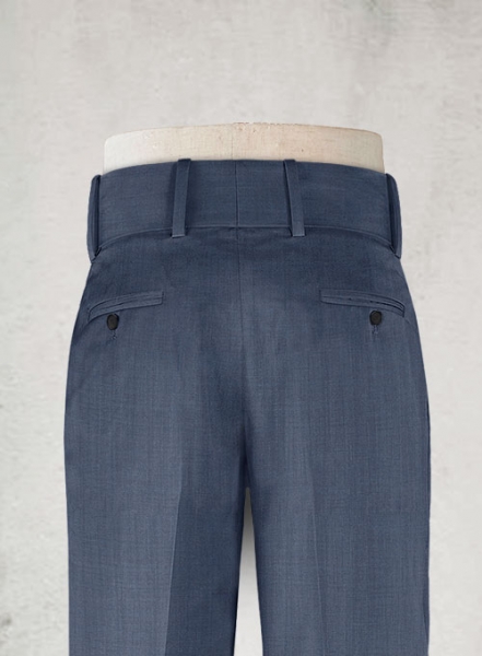 Napolean Sharkskin Slate Blue Double Gurkha Wool Trousers