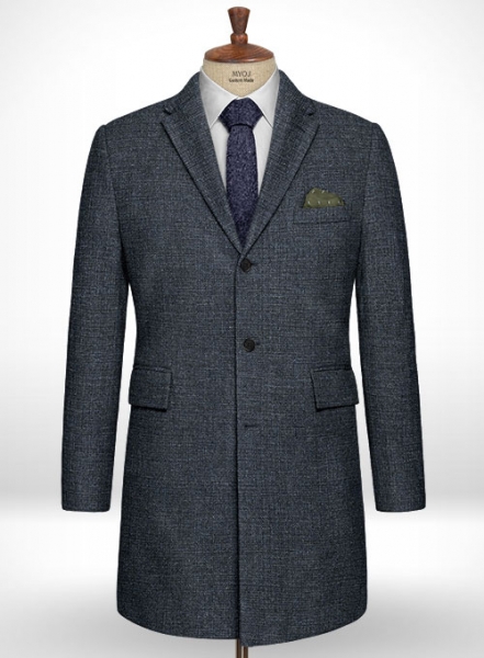 Vintage Glasgow Blue Tweed Overcoat