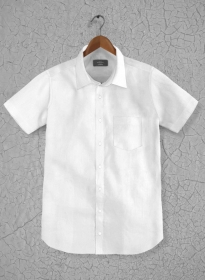 Italian Cotton Dobby Meica White Shirt - Half Sleeves
