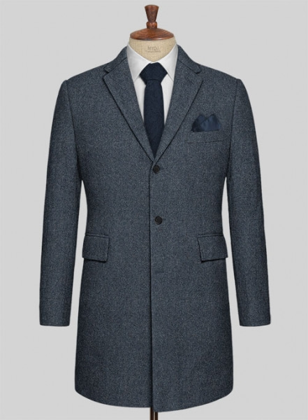 Light Weight Bond Blue Tweed Overcoat