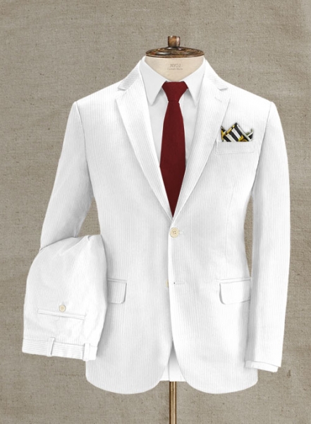 White Stretch Corduroy Suit