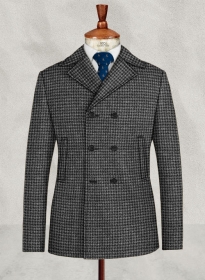Harris Tweed Houndstooth Gray Pea Coat