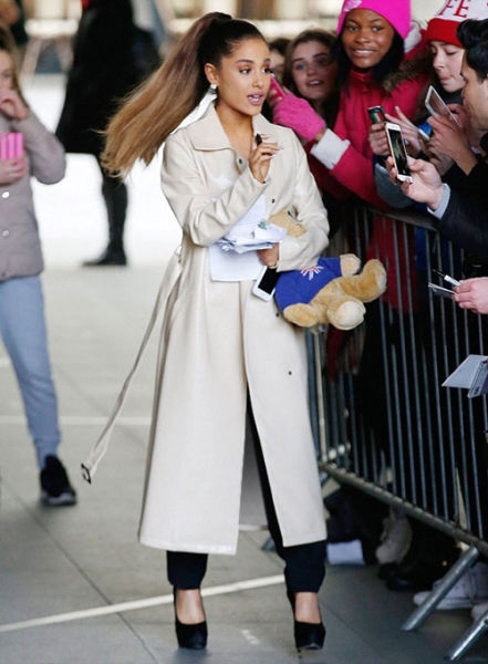 Ariana Grande Leather Long Coat