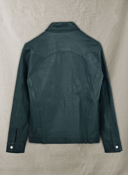 Soft Prussian Blue V Tab Leather Shirt Jacket