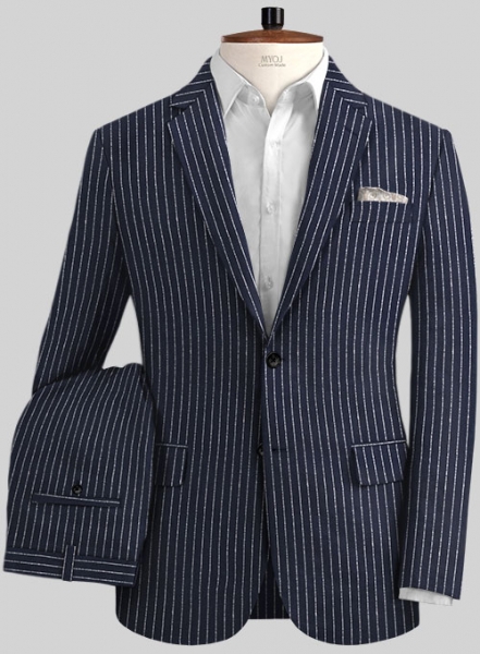 Solbiati Dark Blue Stripes Linen Suit