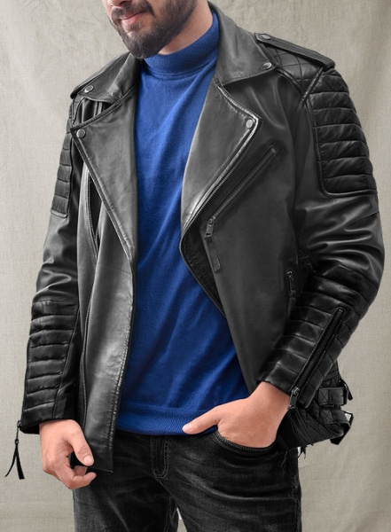 Charles Burnt Charcoal Leather Jacket