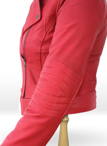 Soft Raspberry Red Leather Jacket # 220