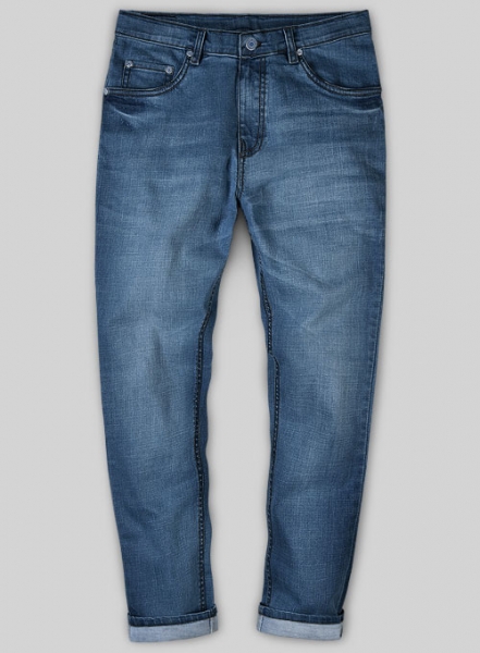Chicago Blue Stretch Stone Wash Whisker Jeans - Look #600