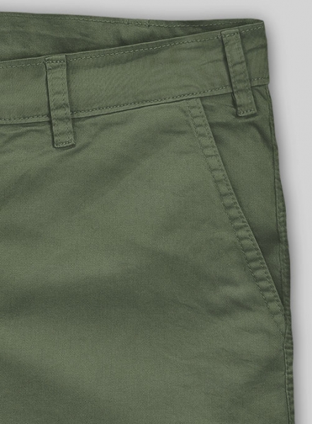 Olive Green Cotton Shorts