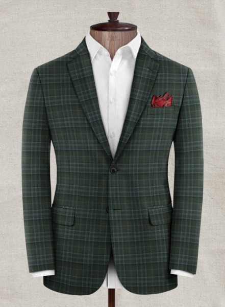 Reda Green Checks Wool Jacket