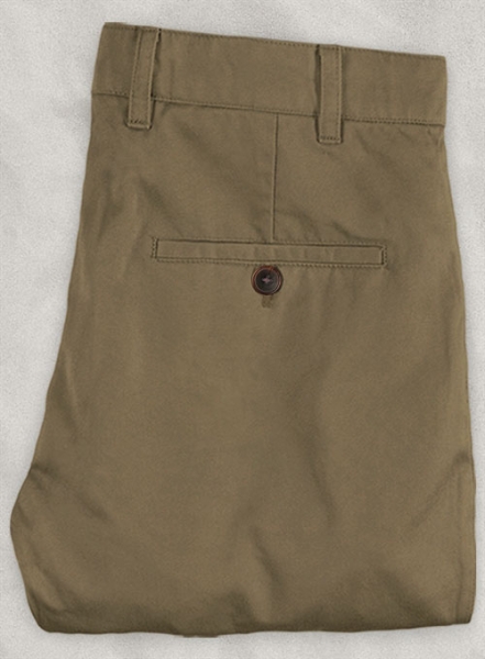 Dark Beige Feather Cotton Canvas Stretch Chino Pants