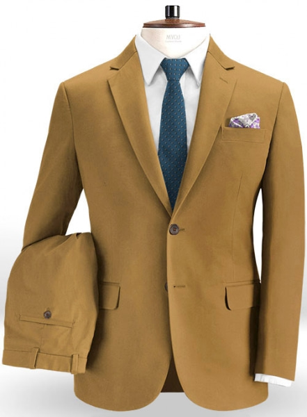 Summer Weight Dark Khaki Chino Suit