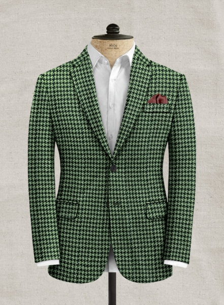 Italian Mint Green Houndstooth Tweed Suit