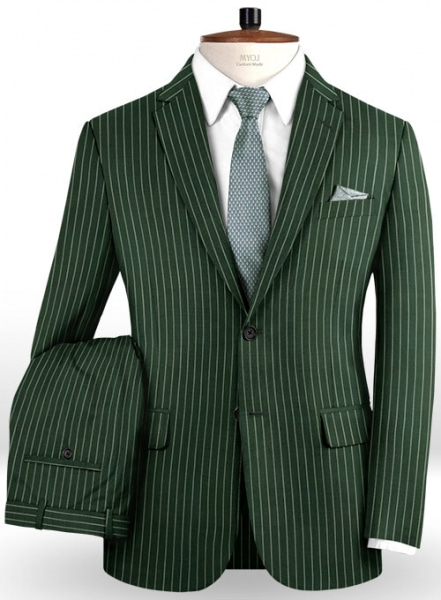 Napolean Green Stripe Wool Suit