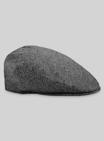 Vintage Gray Macro Weave Tweed Flat Cap