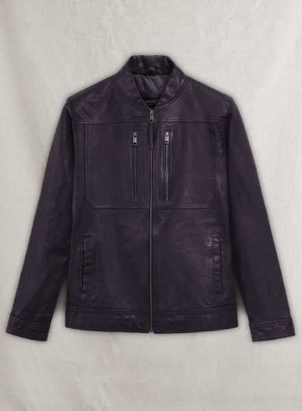 Thunder Storm Purple Biker Leather Jacket