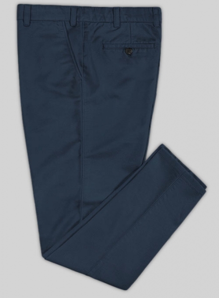 Royal Blue Feather Cotton Canvas Stretch Chino Pants