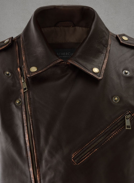 Enforcer Dark Brown Biker Leather Jacket