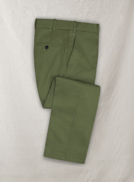 Italian Moss Green Cotton Stretch Pants