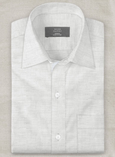 European Pale Gray Linen Shirt - Full Sleeves