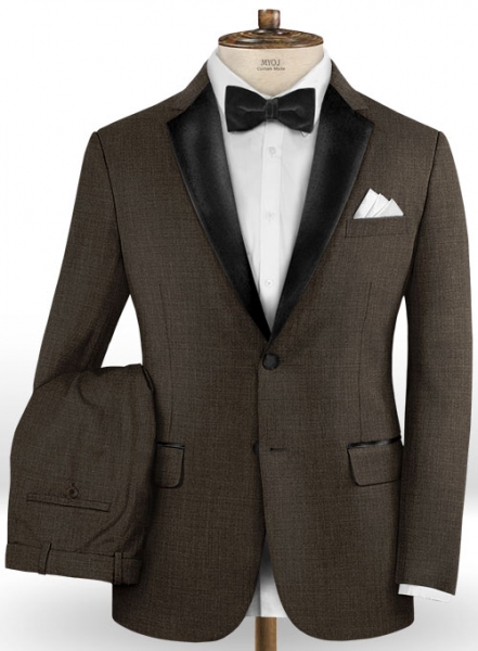 Napolean Sharkskin Dark Brown Wool Suit