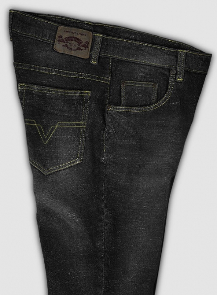 Texas Black Stretch Hard Wash Whisker Jeans - Look #641