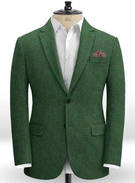 Harris Tweed Wide Herringbone Royal Green Jacket