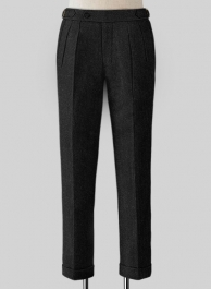 Vintage Plain Black Highland Tweed Trousers