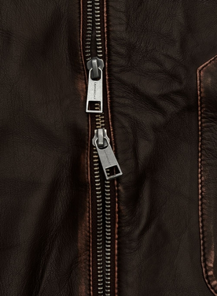 Rubbed Brown David Leather Jacket
