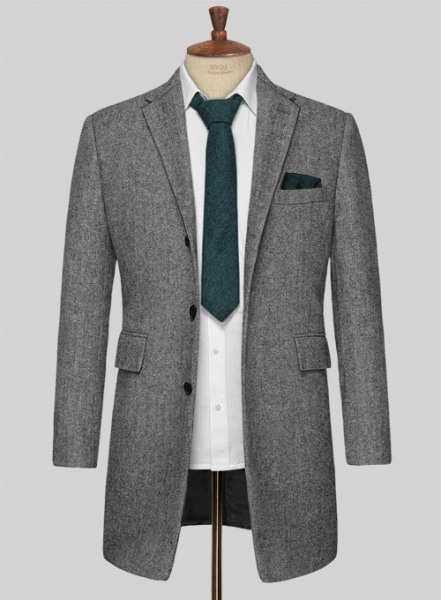 Light Weight Dark Gray Tweed Overcoat