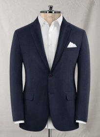 Reda Dark Blue Herringbone Tweed Jacket