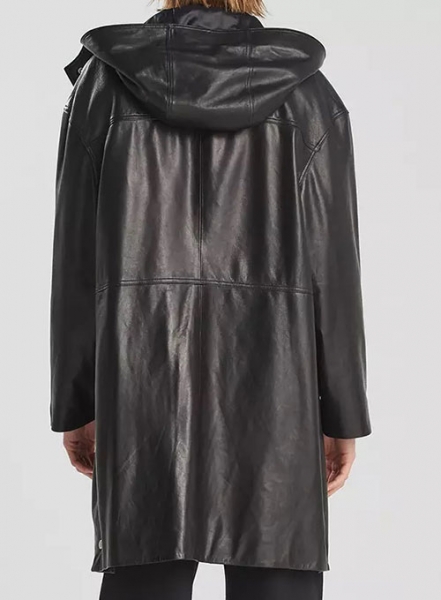 Hooded Leather Trench Coat