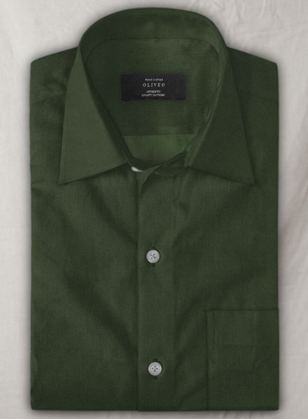 Olive Luxury Twill Shirt - Half Sleeves