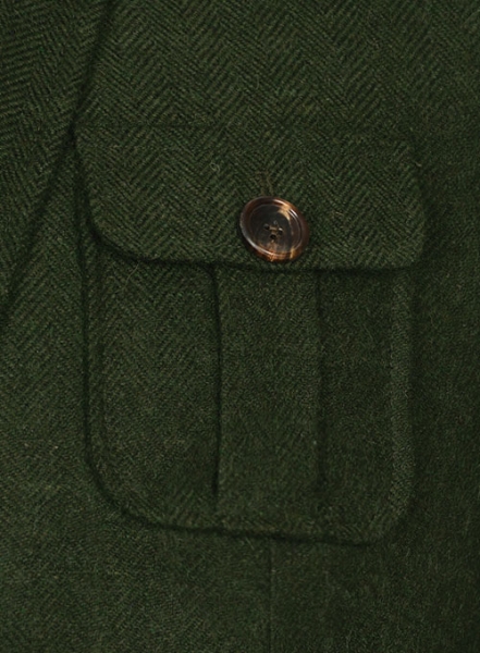 Vintage Herringbone Green Tweed Danish Style Sports Coat