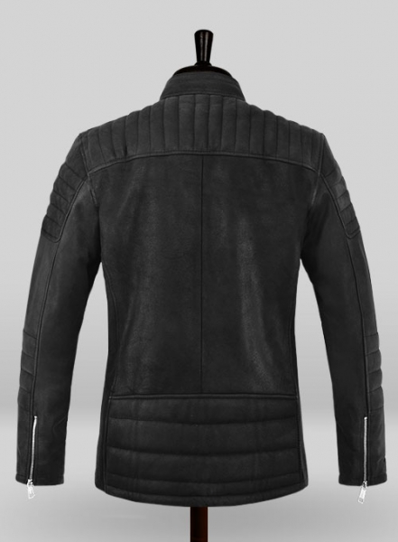 Distressed Black Scott Adkins Accident Man Leather Jacket