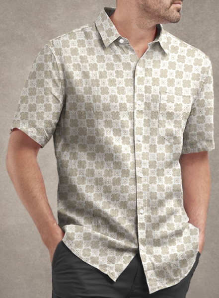 Carrel Beige Linen Shirt - Half Sleeves