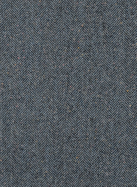 Mid Blue Herringbone Flecks Donegal Tweed Highland Trousers