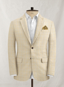 Italian Linen Prima Beige Checks Jacket