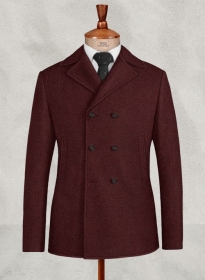 Wine Heavy Tweed Pea Coat