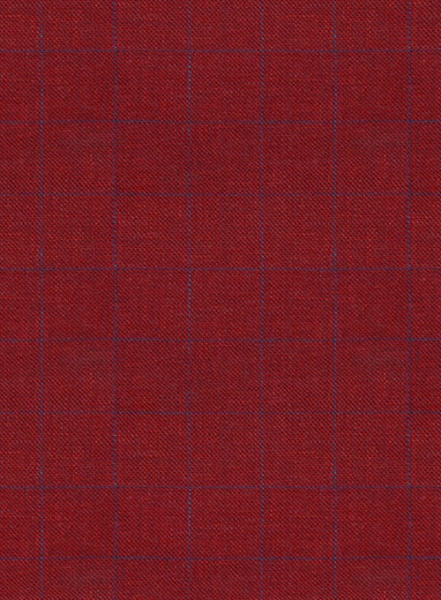 Italian Linen Cherry Red Checks Suit